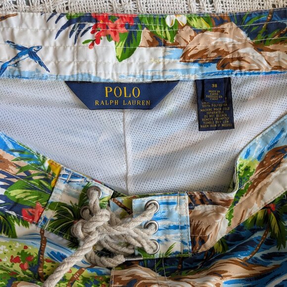 Polo Ralph Lauren Hawaiian Shorts Swim Size 38 Trunks Board Lined - Picture 7 of 7